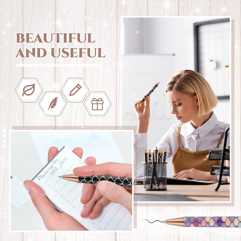 Sherr 7 Pcs Fancy Pens for Women Cute Sparkly Glitter Pens with 10 Pcs Black Ink Refills Pretty Gifts for Girls Office School Christmas Graduation(Simple) - Image 4